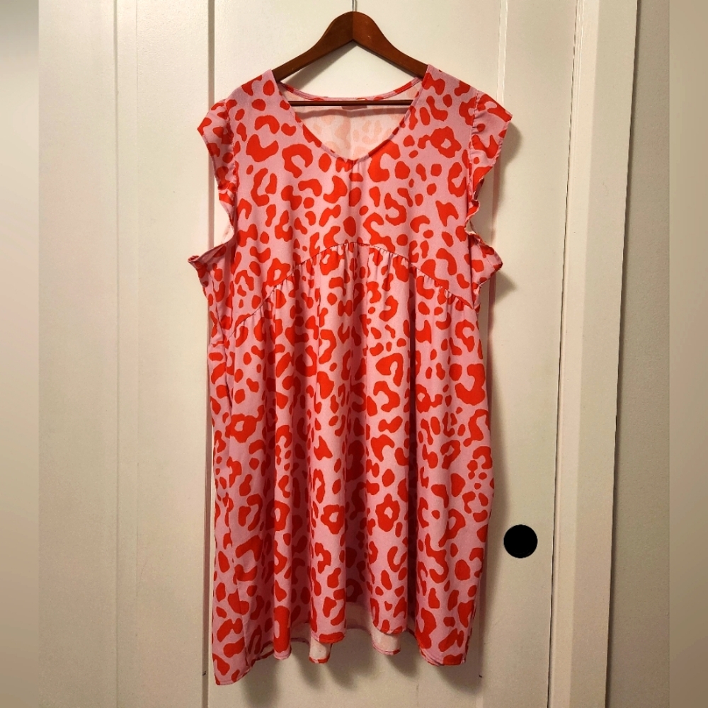Cotton Bleu 2X pink & red summer dress